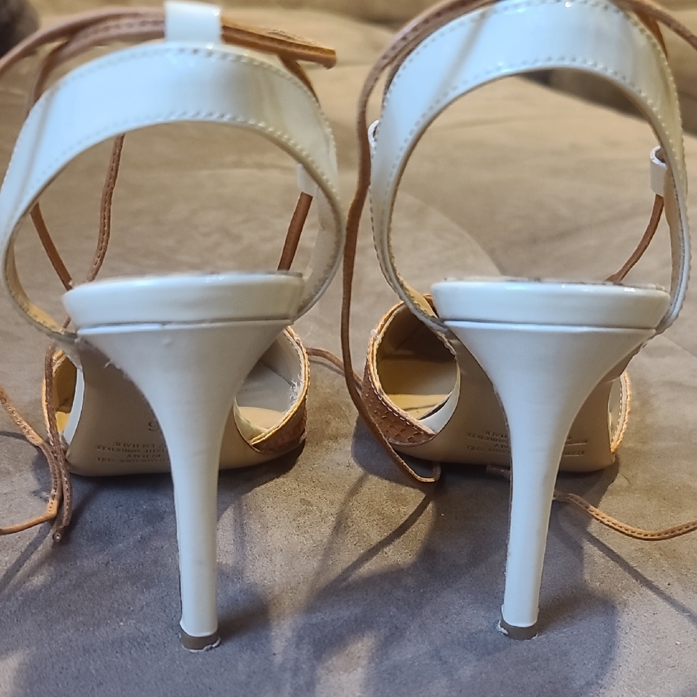Napoleoni Tan Strappy Women's Heels - Picture 4 of 7